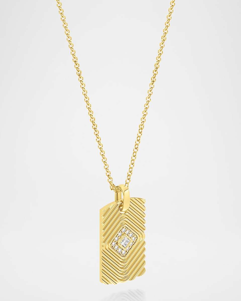 18K Veni Diamond Pave Tag Necklace